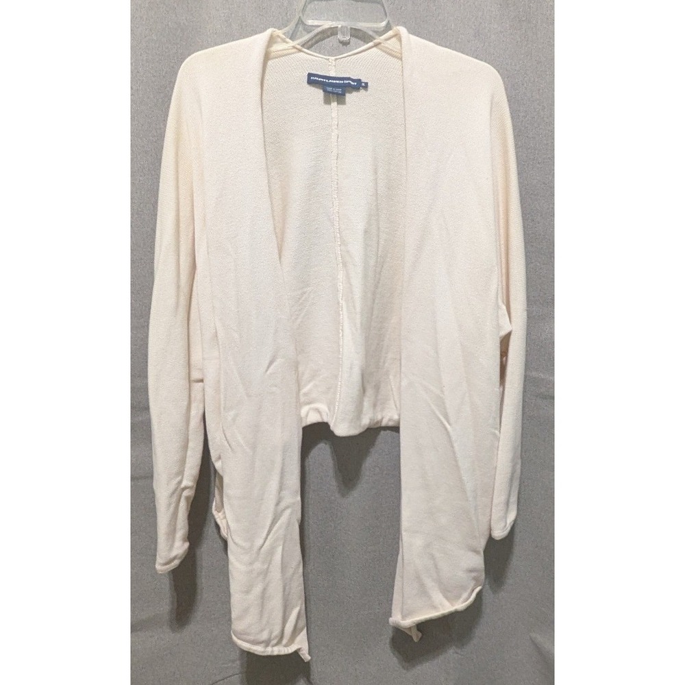 Ralph Lauren Sport Cardigan Womens XL Cream Excellent Cotton Draped Open Front
